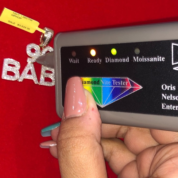 10k solid real pendant for men, natural si diamonds, free appraisal 90s Baby HOT - Picture 7 of 7